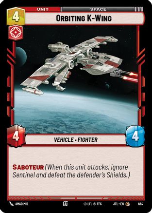 Orbiting K-Wing (Foil) (664) [Jump to Lightspeed] Foil Star Wars: Unlimited Single Disney
