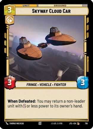 Skyway Cloud Car (Foil) (718) [Jump to Lightspeed] Foil Star Wars: Unlimited Single Disney