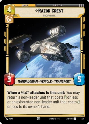 Razor Crest - Ride For Hire (Foil) (721) [Jump to Lightspeed] Foil Star Wars: Unlimited Single Disney