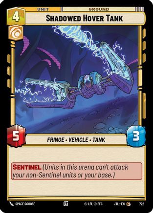 Shadowed Hover Tank (Foil) (722) [Jump to Lightspeed] Foil Star Wars: Unlimited Single Disney