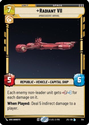 Radiant VII - Ambassadors' Arrival (Foil) (724) [Jump to Lightspeed] Foil Star Wars: Unlimited Single Disney