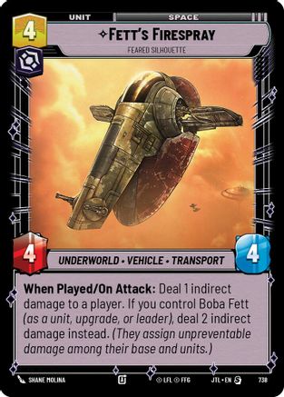 Fett's Firespray - Feared Silhouette (Foil) (738) [Jump to Lightspeed] Foil Star Wars: Unlimited Single Disney