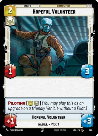 Hopeful Volunteer (Foil) (744) [Jump to Lightspeed] Foil Star Wars: Unlimited Single Disney