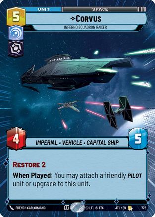 Corvus - Inferno Squadron Raider (Hyperspace Foil) (772) [Jump to Lightspeed] Foil Star Wars: Unlimited Single Disney