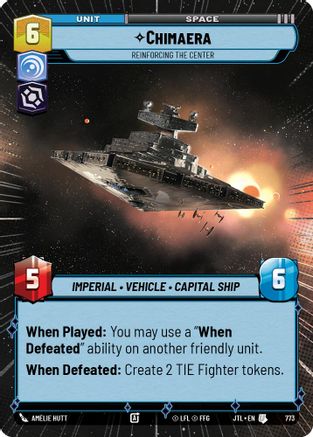Chimaera - Reinforcing the Center (Hyperspace Foil) (773) [Jump to Lightspeed] Foil Star Wars: Unlimited Single Disney
