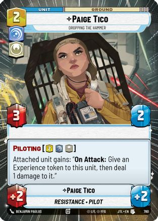 Paige Tico - Dropping the Hammer (Hyperspace Foil) (780) [Jump to Lightspeed] Foil Star Wars: Unlimited Single Disney