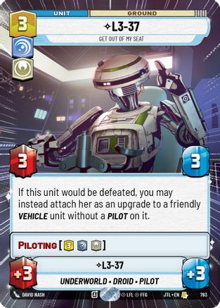 L3-37 - Get Out Of My Seat (Hyperspace Foil) (783) [Jump to Lightspeed] Foil Star Wars: Unlimited Single Disney