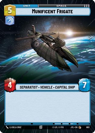 Munificent Frigate (Hyperspace Foil) (803) [Jump to Lightspeed] Foil Star Wars: Unlimited Single Disney