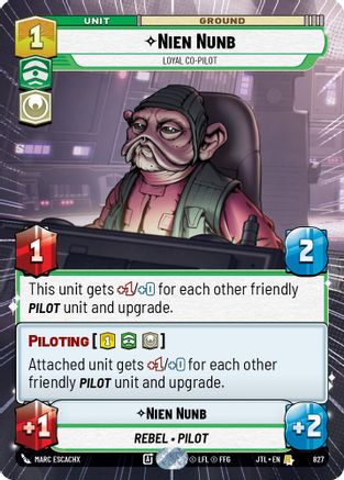 Nien Nunb - Loyal Co-Pilot (Hyperspace Foil) (827) [Jump to Lightspeed] Foil Star Wars: Unlimited Single Disney