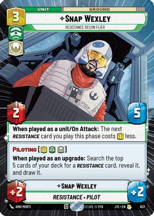 Snap Wexley - Resistance Recon Flier (Hyperspace Foil) (832) [Jump to Lightspeed] Foil Star Wars: Unlimited Single Disney