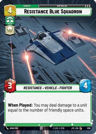 Resistance Blue Squadron (Hyperspace Foil) (836) [Jump to Lightspeed] Foil Star Wars: Unlimited Single Disney