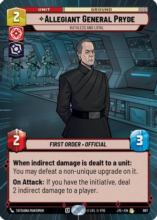 Allegiant General Pryde - Ruthless and Loyal (Hyperspace Foil) (867) [Jump to Lightspeed] Foil Star Wars: Unlimited Single Disney