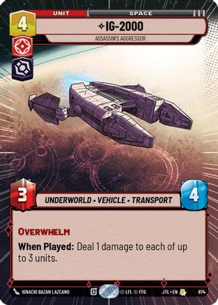 IG-2000 - Assassin's Aggressor (Hyperspace Foil) (874) [Jump to Lightspeed] Foil Star Wars: Unlimited Single Disney