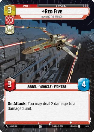 Red Five - Running the Trench (Hyperspace Foil) (885) [Jump to Lightspeed] Foil Star Wars: Unlimited Single Disney