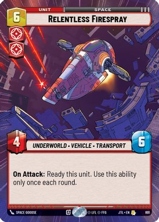 Relentless Firespray (Hyperspace Foil) (891) [Jump to Lightspeed] Foil Star Wars: Unlimited Single Disney