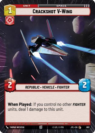 Crackshot V-Wing (Hyperspace Foil) (892) [Jump to Lightspeed] Foil Star Wars: Unlimited Single Disney