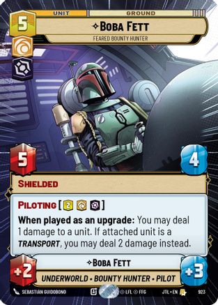 Boba Fett - Feared Bounty Hunter (Hyperspace Foil) (923) [Jump to Lightspeed] Foil Star Wars: Unlimited Single Disney