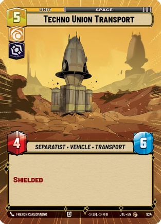 Techno Union Transport (Hyperspace Foil) (924) [Jump to Lightspeed] Foil Star Wars: Unlimited Single Disney