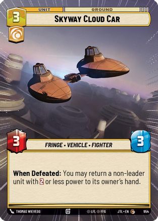 Skyway Cloud Car (Hyperspace Foil) (954) [Jump to Lightspeed] Foil Star Wars: Unlimited Single Disney