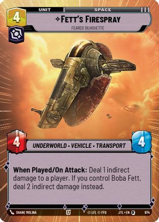Fett's Firespray - Feared Silhouette (Hyperspace Foil) (974) [Jump to Lightspeed] Foil Star Wars: Unlimited Single Disney