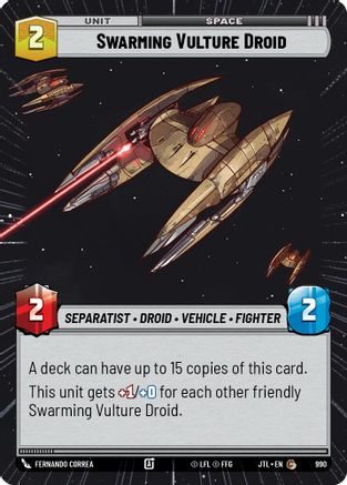 Swarming Vulture Droid (Hyperspace Foil) (990) [Jump to Lightspeed] Foil Star Wars: Unlimited Single Disney