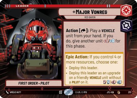 Major Vonreg - Red Baron (Hyperspace) (273) [Jump to Lightspeed] Star Wars: Unlimited Single Disney