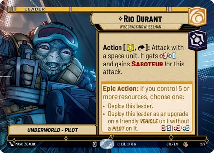 Rio Durant - Wisecrack Wheelman (Hyperspace) (277) [Jump to Lightspeed] Star Wars: Unlimited Single Disney