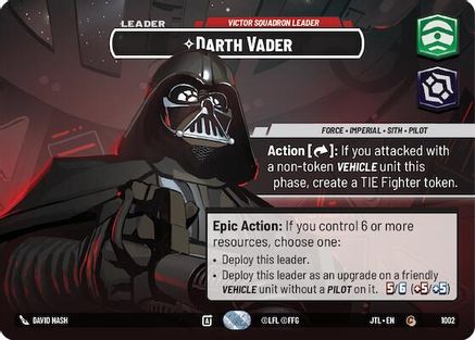 Darth Vader - Victor Squadron Leader (Showcase) (1002) [Jump to Lightspeed] Foil Star Wars: Unlimited Single Disney