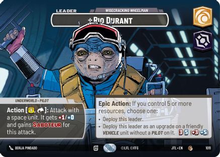 Rio Durant - Wisecrack Wheelman (Showcase) (1011) [Jump to Lightspeed] Foil Star Wars: Unlimited Single Disney