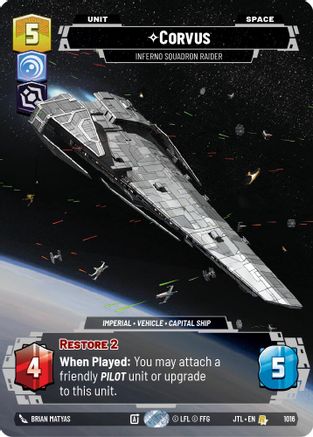 Corvus - Inferno Squadron Raider (Prestige) (1016) [Jump to Lightspeed] Star Wars: Unlimited Single Disney