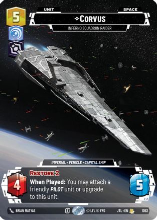 Corvus - Inferno Squadron Raider (Prestige Foil) (1052) [Jump to Lightspeed] Foil Star Wars: Unlimited Single Disney