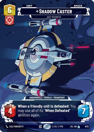 Shadow Caster - Just Business (Prestige Foil) (1072) [Jump to Lightspeed] Foil Star Wars: Unlimited Single Disney