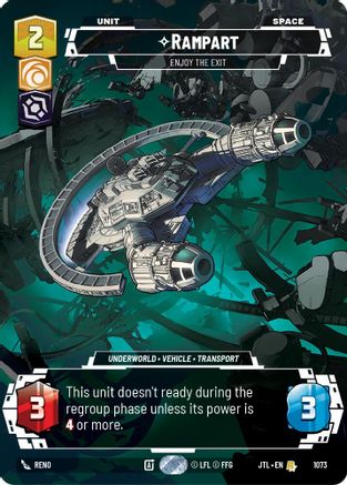 Rampart - Enjoy the Exit (Prestige Foil) (1073) [Jump to Lightspeed] Foil Star Wars: Unlimited Single Disney