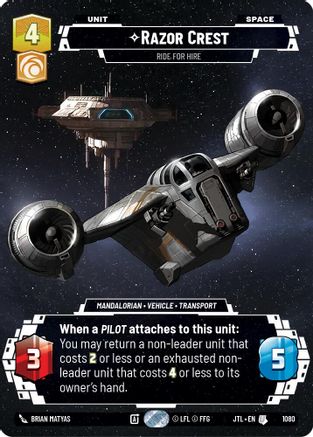 Razor Crest - Ride For Hire (Prestige Foil) (1080) [Jump to Lightspeed] Foil Star Wars: Unlimited Single Disney