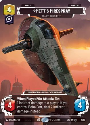 Fett's Firespray - Feared Silhouette (Prestige Foil) (1082) [Jump to Lightspeed] Foil Star Wars: Unlimited Single Disney