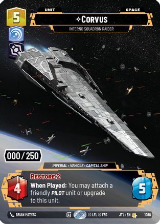 Corvus - Inferno Squadron Raider (Serialized) (1088) [Jump to Lightspeed] Foil Star Wars: Unlimited Single Disney