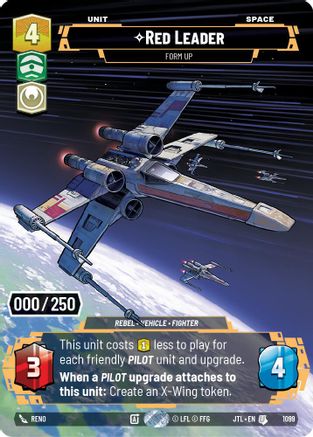 Red Leader - Form Up (Serialized) (1099) [Jump to Lightspeed] Foil Star Wars: Unlimited Single Disney