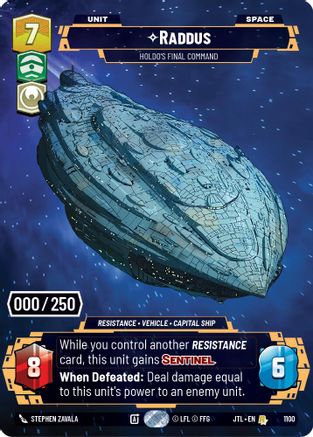 Raddus - Holdo's Final Command (Serialized) (1100) [Jump to Lightspeed] Foil Star Wars: Unlimited Single Disney