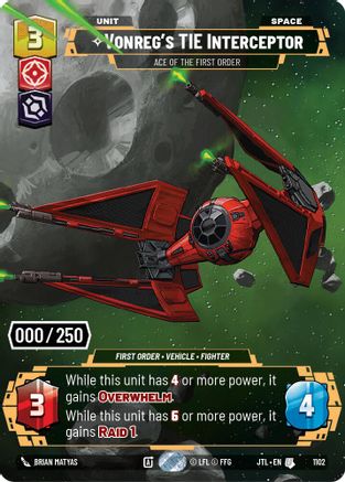 Vonreg's TIE Interceptor - Ace of the First Order (Serialized) (1102) [Jump to Lightspeed] Foil Star Wars: Unlimited Single Disney