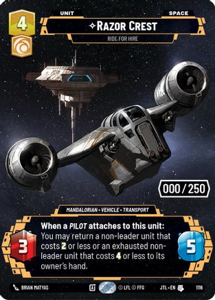 Razor Crest - Ride For Hire (Serialized) (1116) [Jump to Lightspeed] Foil Star Wars: Unlimited Single Disney