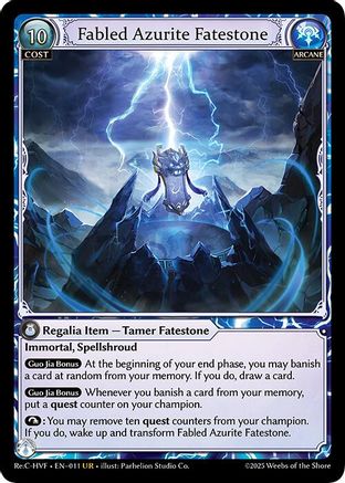 Fabled Azurite Fatestone (011) [Guo Jia Re Collection Heavens Favored] Grand Archive Single Weebs of the Shore