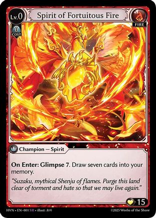 Spirit of Fortuitous Fire (001) [Abyssal Heaven] Foil Grand Archive Single Weebs of the Shore