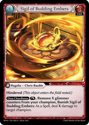 Sigil of Budding Embers (020) [Abyssal Heaven] Foil Grand Archive Single Weebs of the Shore