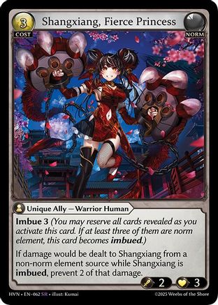 Shangxiang, Fierce Princess (062) [Abyssal Heaven] Foil Grand Archive Single Weebs of the Shore