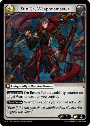 Sun Ce, Weaponsmaster (066) [Abyssal Heaven] Foil Grand Archive Single Weebs of the Shore