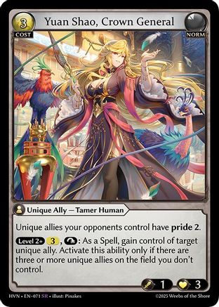 Yuan Shao, Crown General (071) [Abyssal Heaven] Foil Grand Archive Single Weebs of the Shore