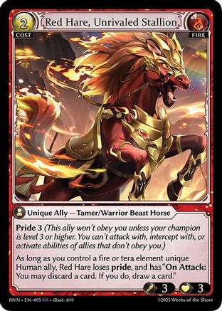 Red Hare, Unrivaled Stallion (095) [Abyssal Heaven] Foil Grand Archive Single Weebs of the Shore