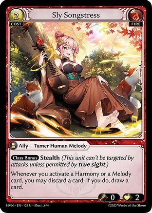 Sly Songstress (103) [Abyssal Heaven] Foil Grand Archive Single Weebs of the Shore