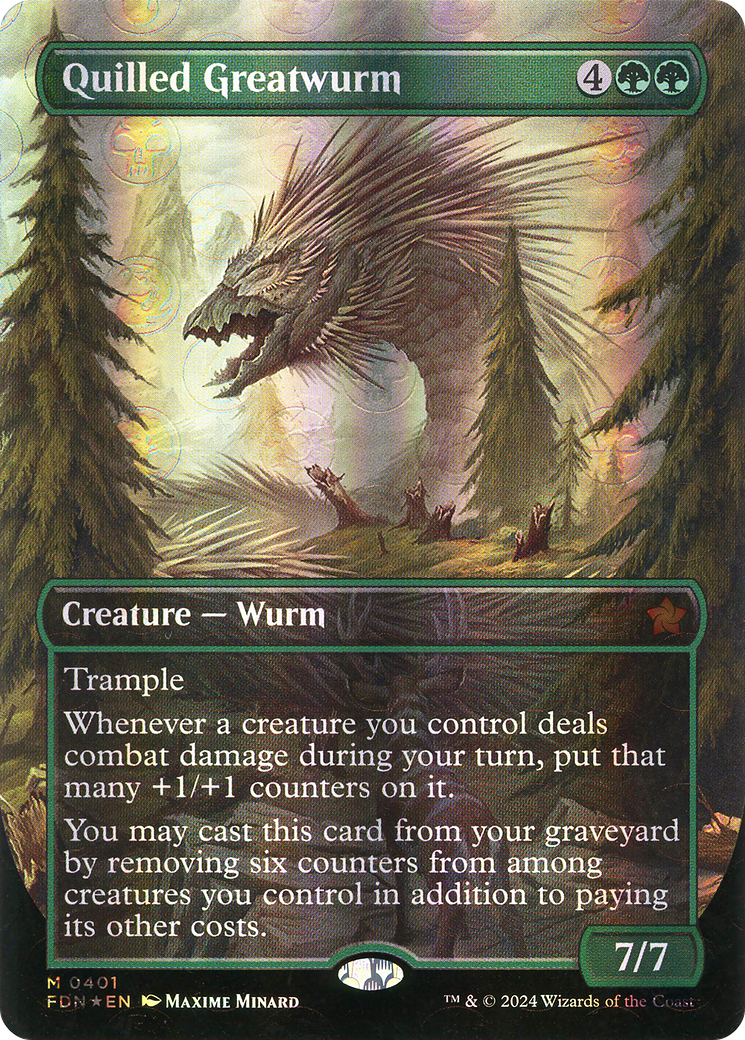 Quilled Greatwurm (Mana Foil) (FDN-401) [Foundations] (Borderless) Foil MTG Single Wizards of the Coast