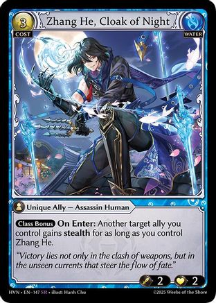 Zhang He, Cloak of Night (147) [Abyssal Heaven] Foil Grand Archive Single Weebs of the Shore